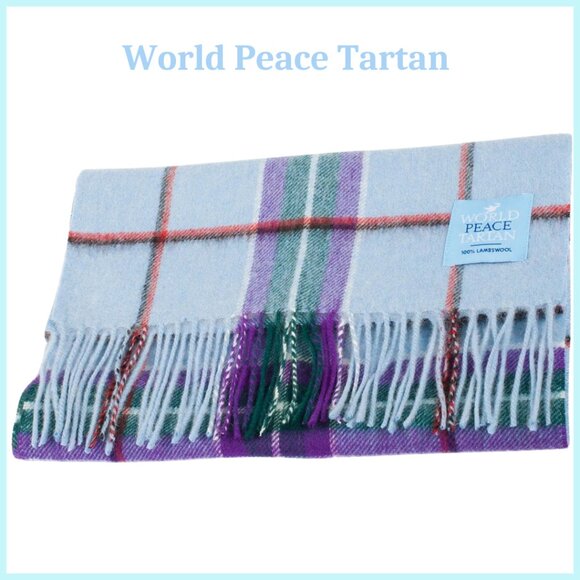 Scarf Scottish Lambswool MEANING OF WORLD PEACE TARTAN INCLUDED NWT - Picture 4 of 5
